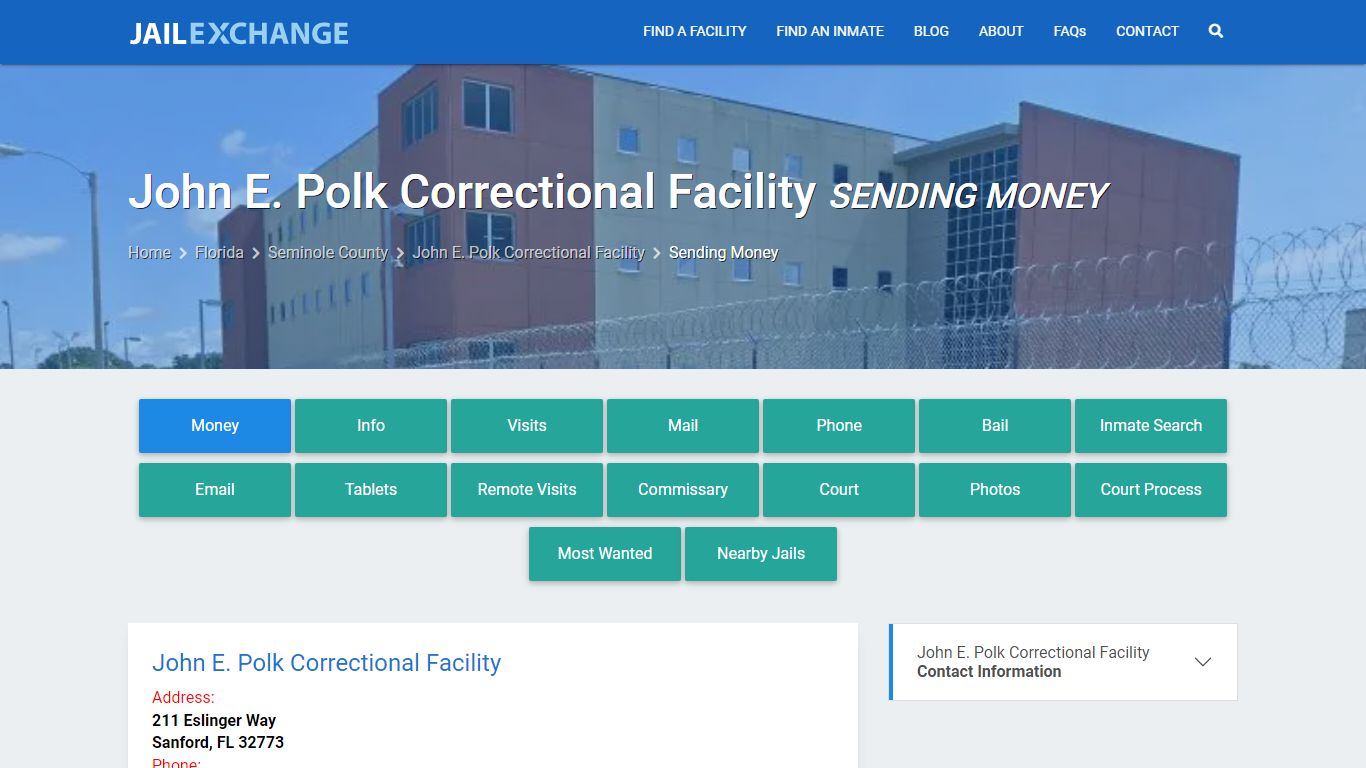 John E. Polk Correctional Facility Sending Money - Jail Exchange