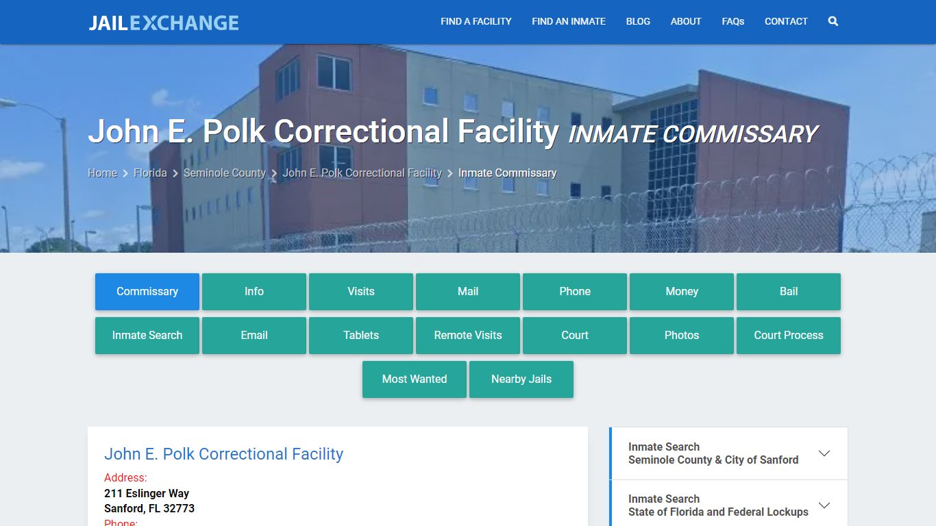 John E. Polk Correctional Facility Inmate Commissary - Jail Exchange