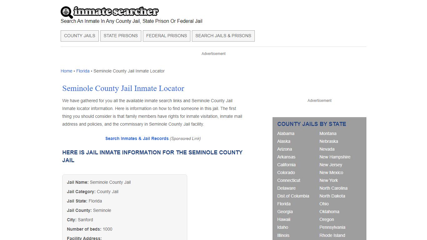 Seminole County Jail Inmate Locator - Inmate Searcher